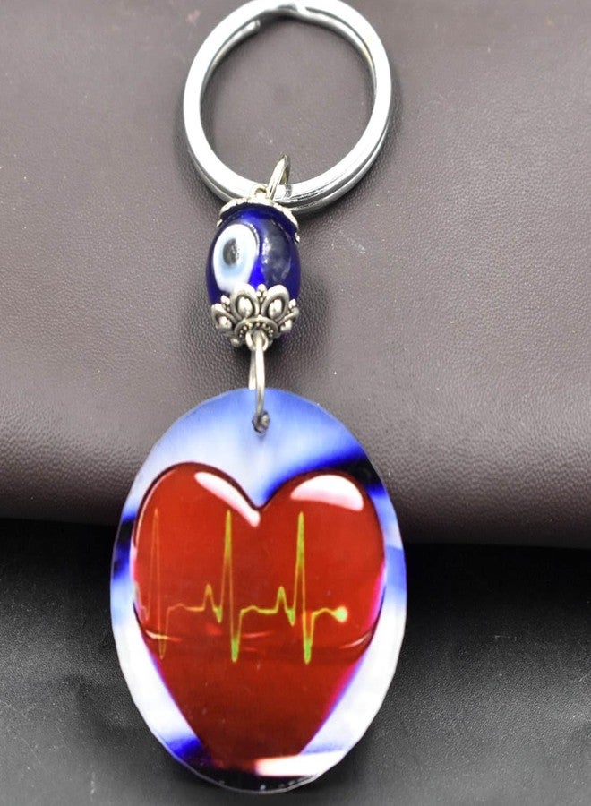 AFH سلسلة مفاتيح AFH Love Evil Eye Protection Heart Lifline Gifting للرجال والنساء - Image 2